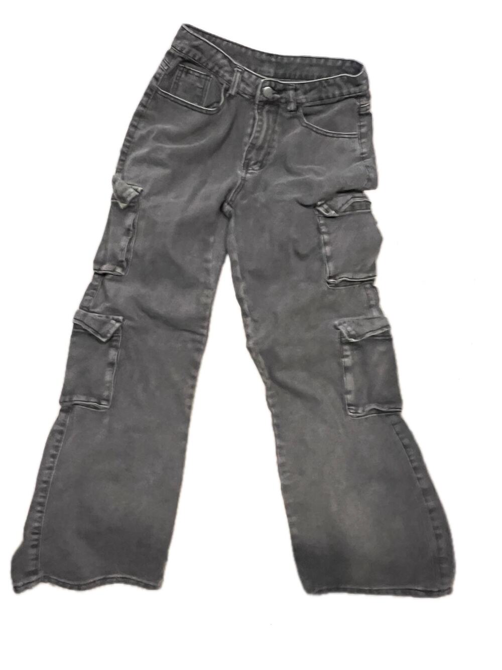 Black Distressed Cargo Baggy Jeans Sz Small 26x28
